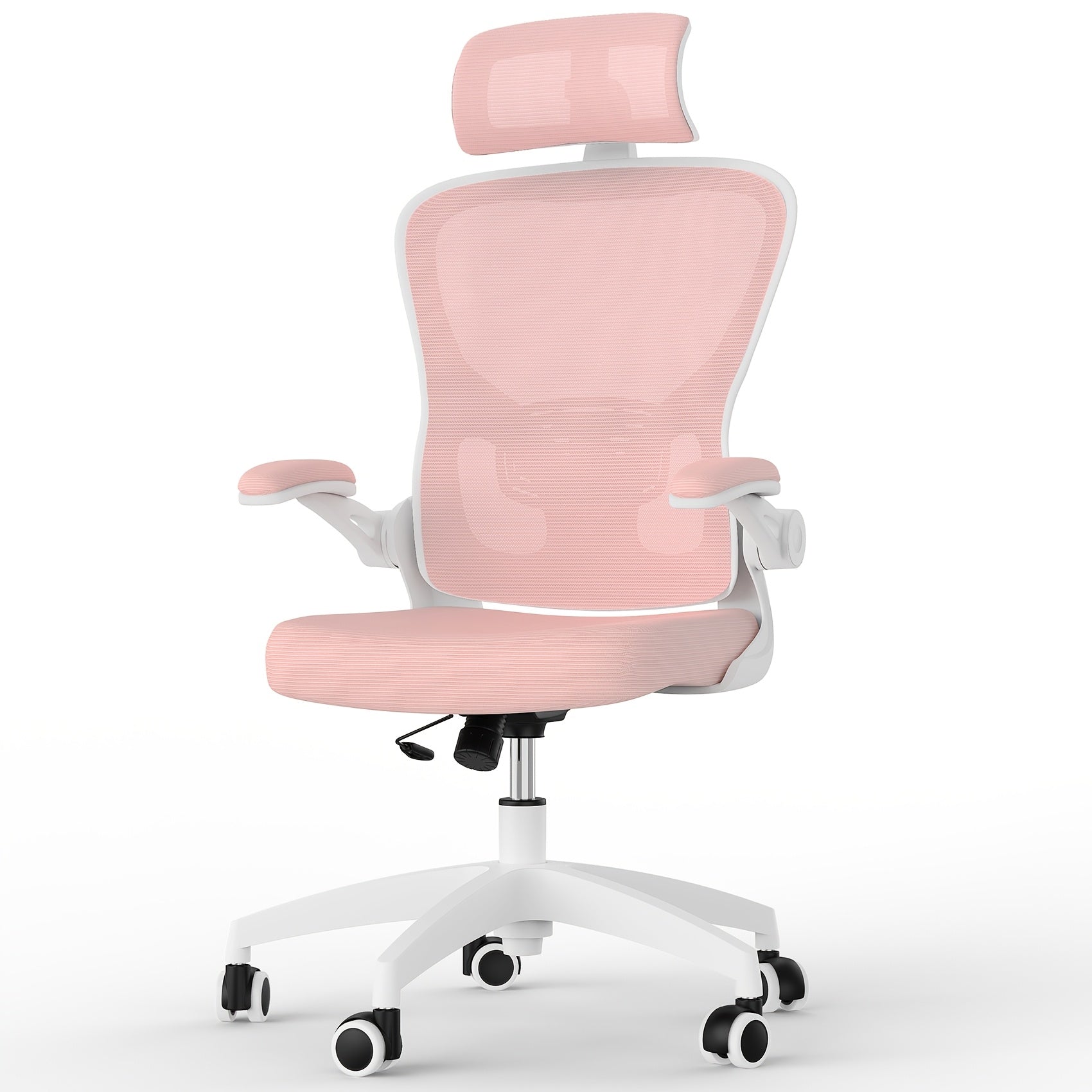 Office Chair with Adjustable Height, Lumbar Support, Black - Pink/White option