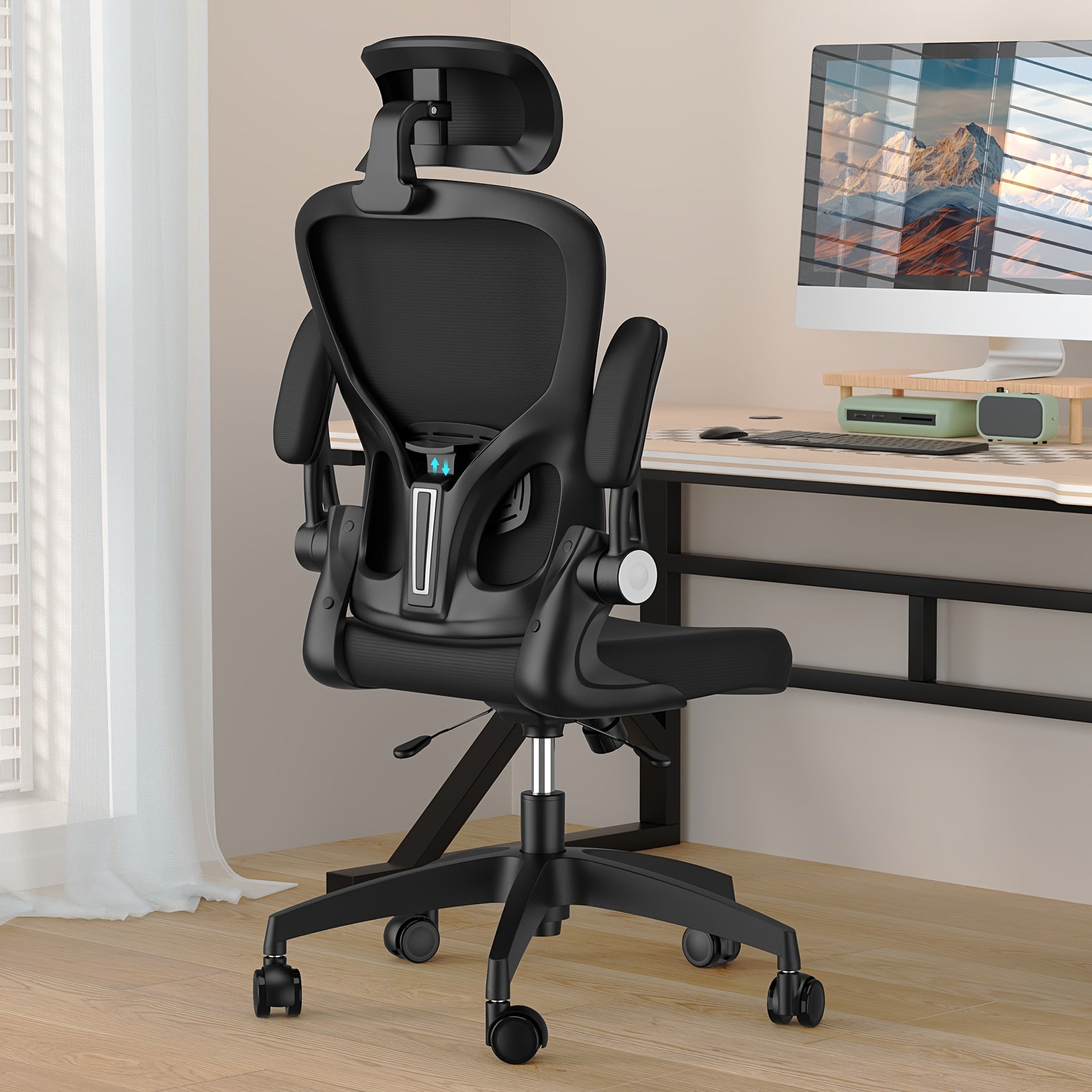 Office Chair with Adjustable Height, Lumbar Support, Easy Assembly - 697-Black option