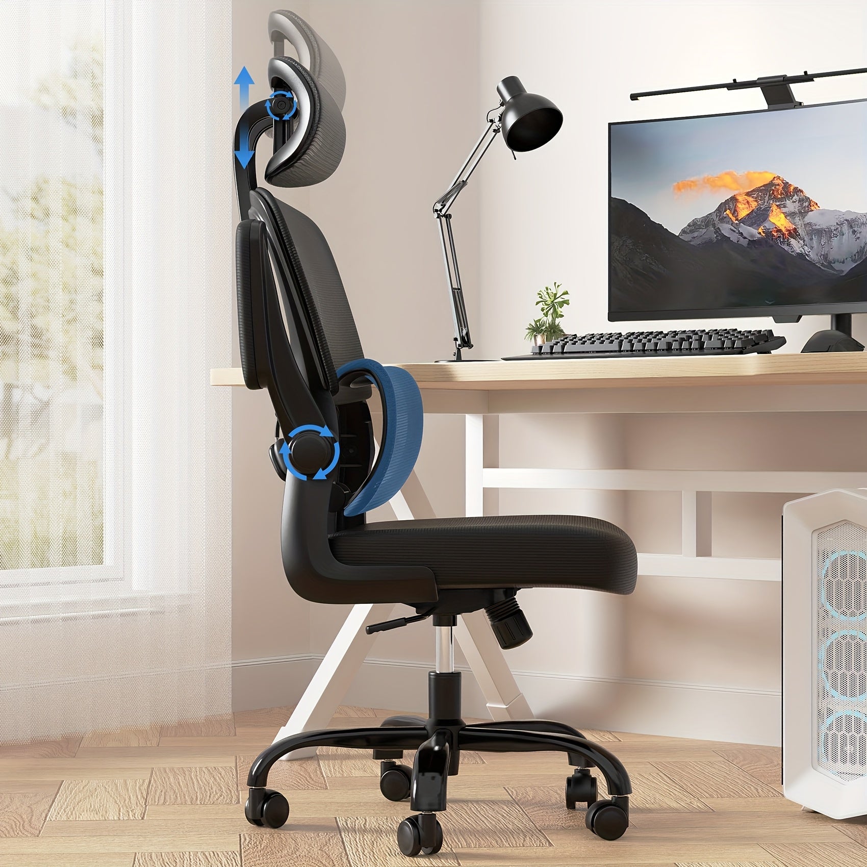 Office Chair with Adjustable Height, Lumbar Support, Easy Assembly - product gallery image 4