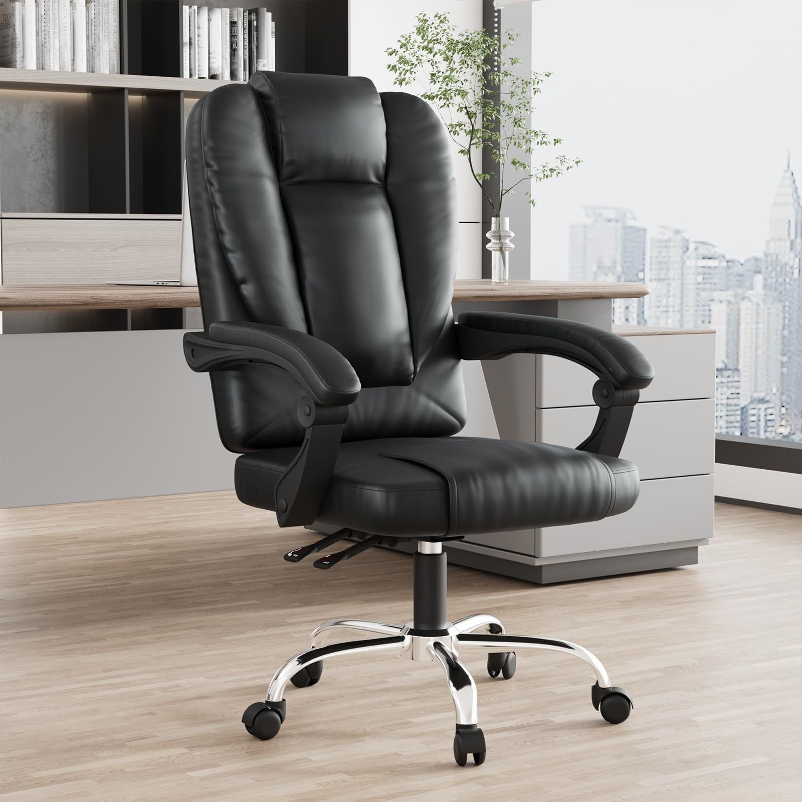 Office Chair with Adjustable Height, Lumbar Support, Lockable - Black option