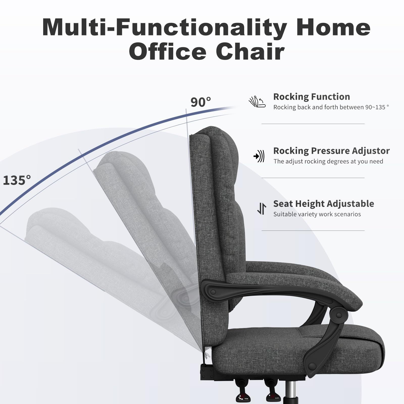 Office Chair with Adjustable Height, Lumbar Support, Lockable - product gallery image 23