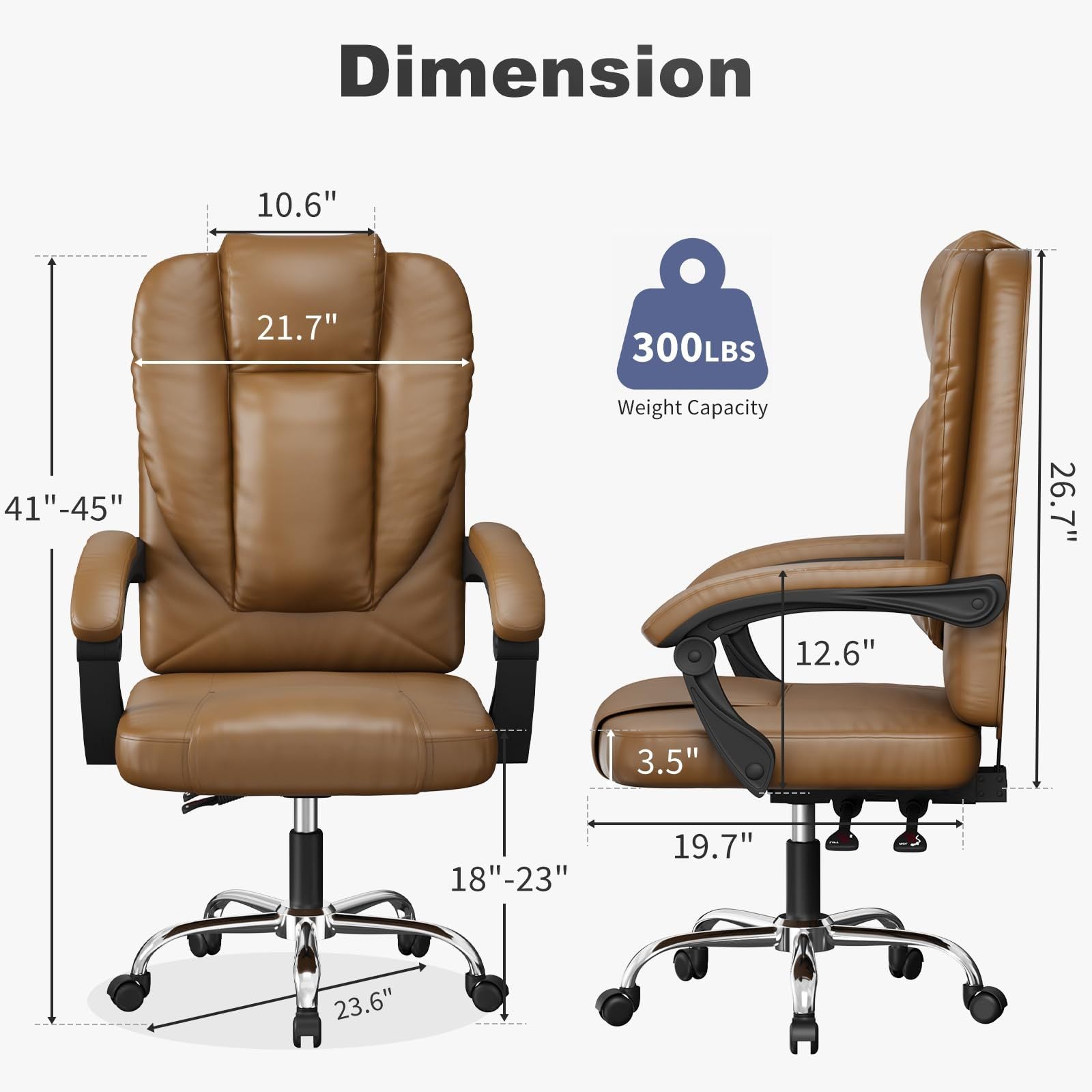 Office Chair with Adjustable Height, Lumbar Support, Lockable - product gallery image 3