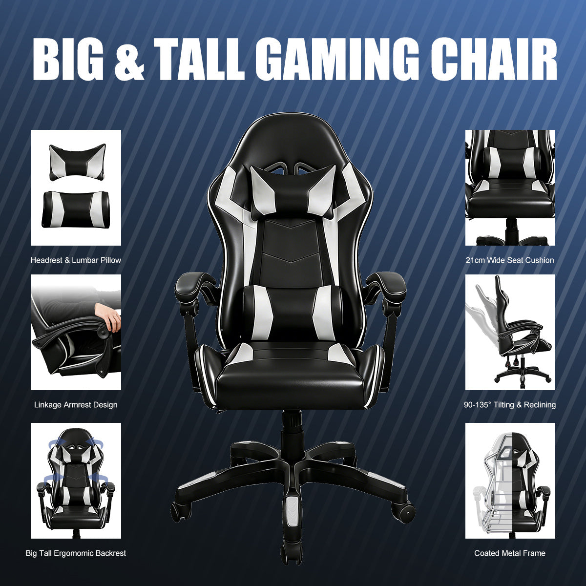 Office Chair with Adjustable Height, Lumbar Support, Wheels - product gallery image 5