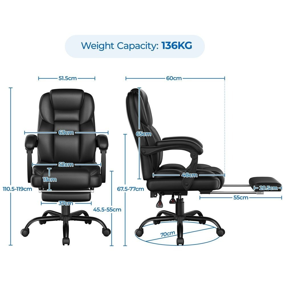 Office Chair with Adjustable Height, Pull-Out, Leather - product gallery image 4