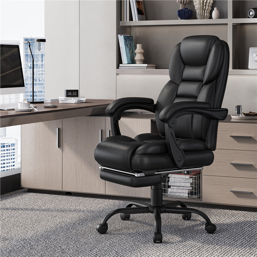 Office Chair with Adjustable Height, Pull-Out, Leather