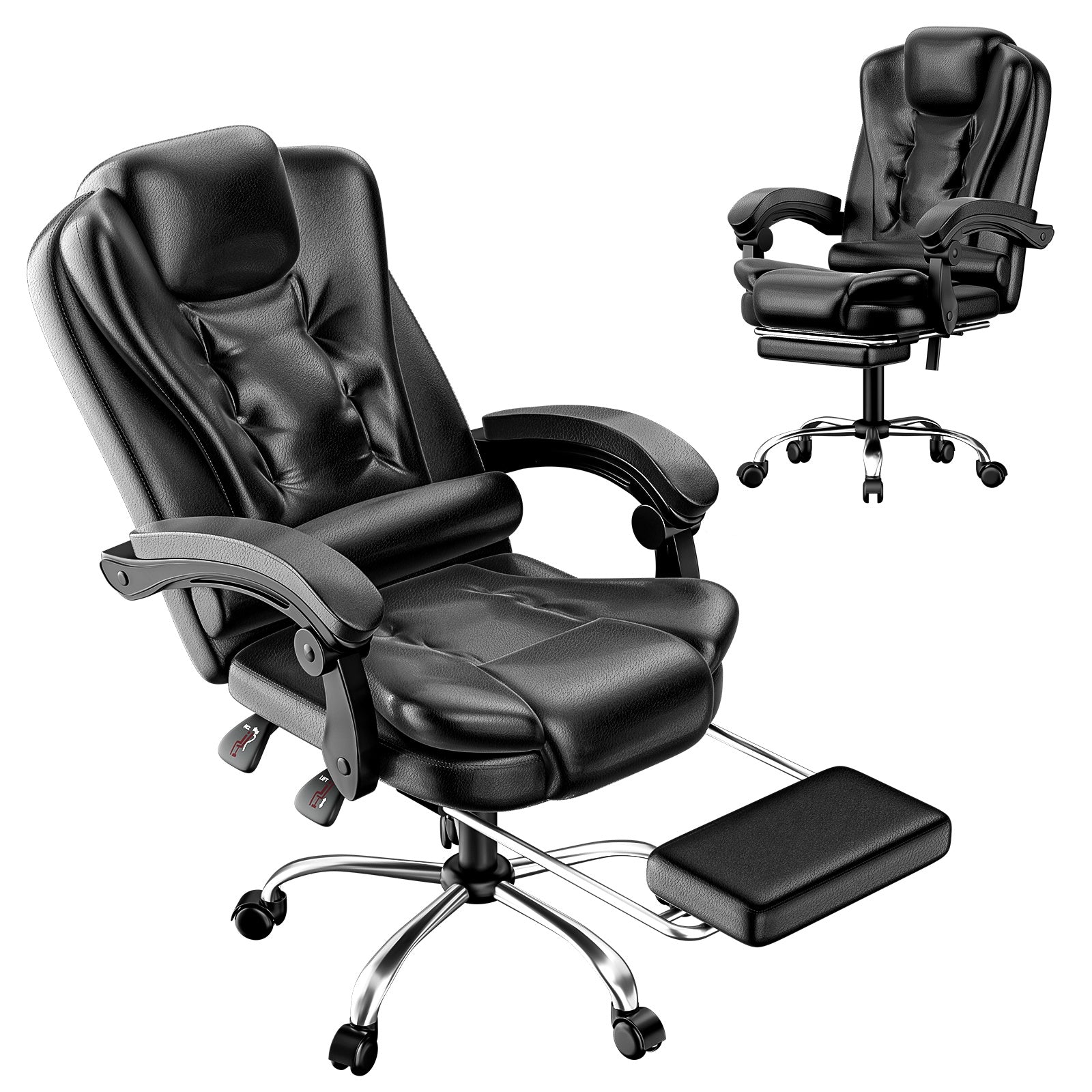 Office Chair with Adjustable Height, Pull-Out, Lockable - Black option