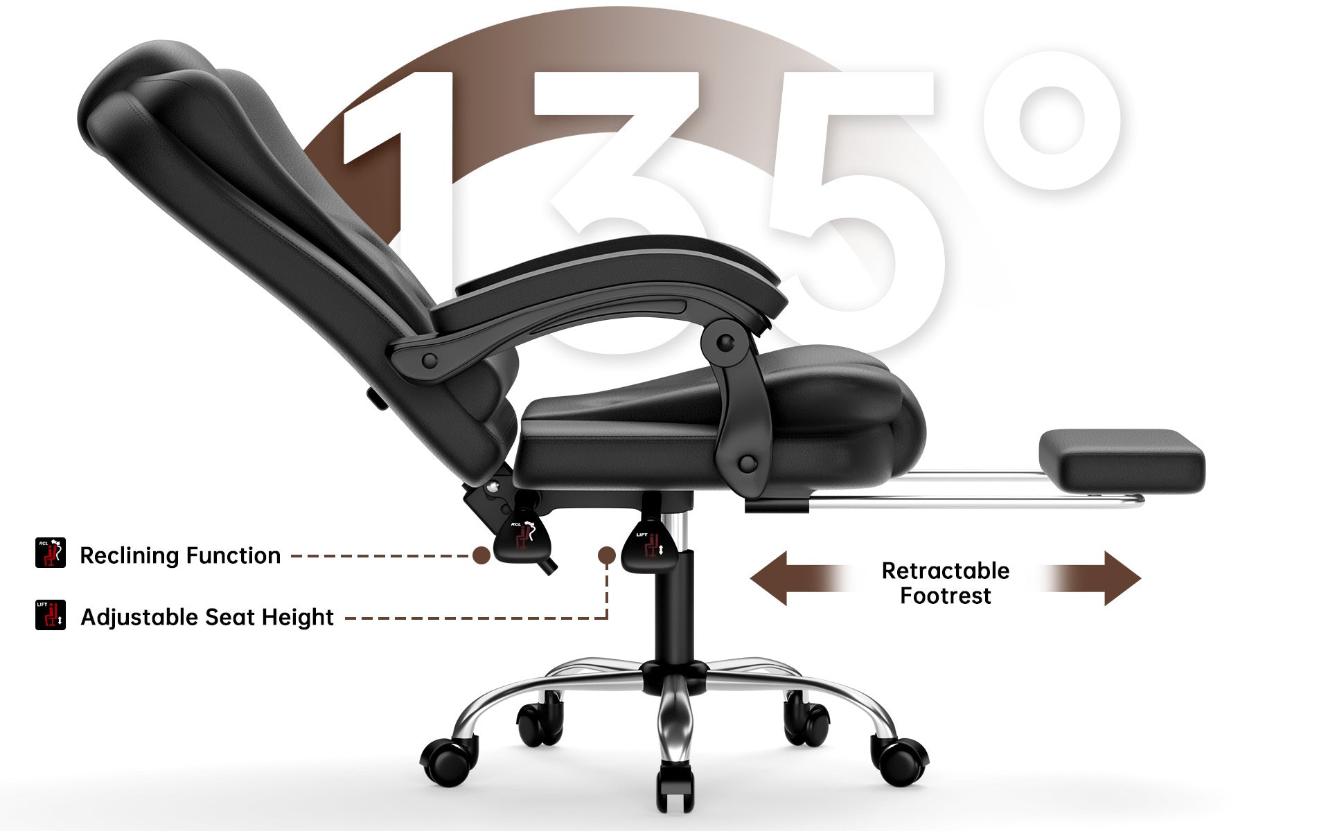 Office Chair with Adjustable Height, Pull-Out, Lockable - product gallery image 11