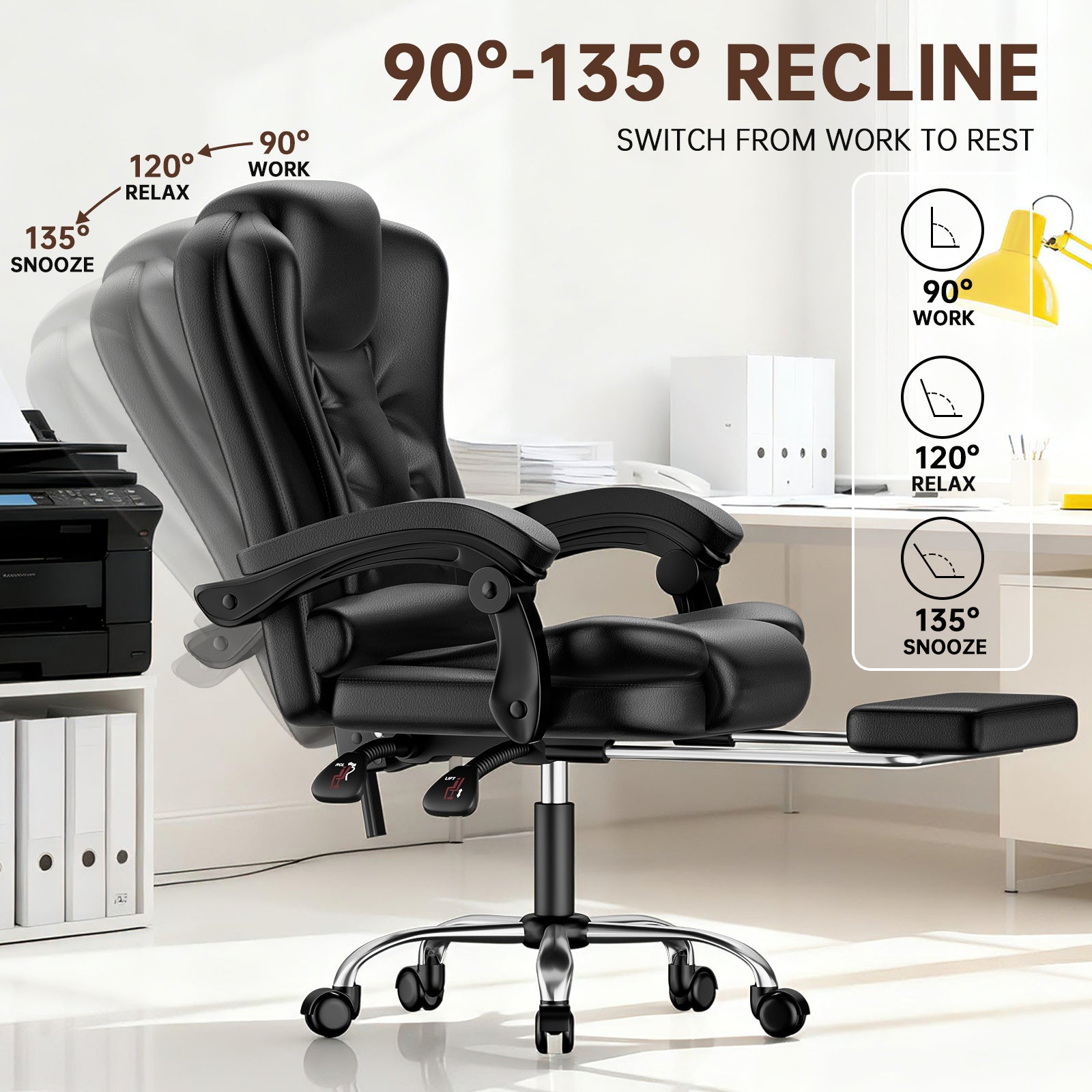Office Chair with Adjustable Height, Pull-Out, Lockable - product gallery image 4
