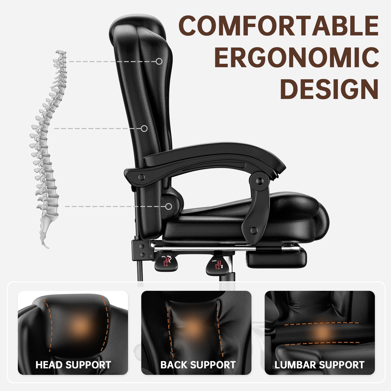Office Chair with Adjustable Height, Pull-Out, Lockable - product gallery image 5