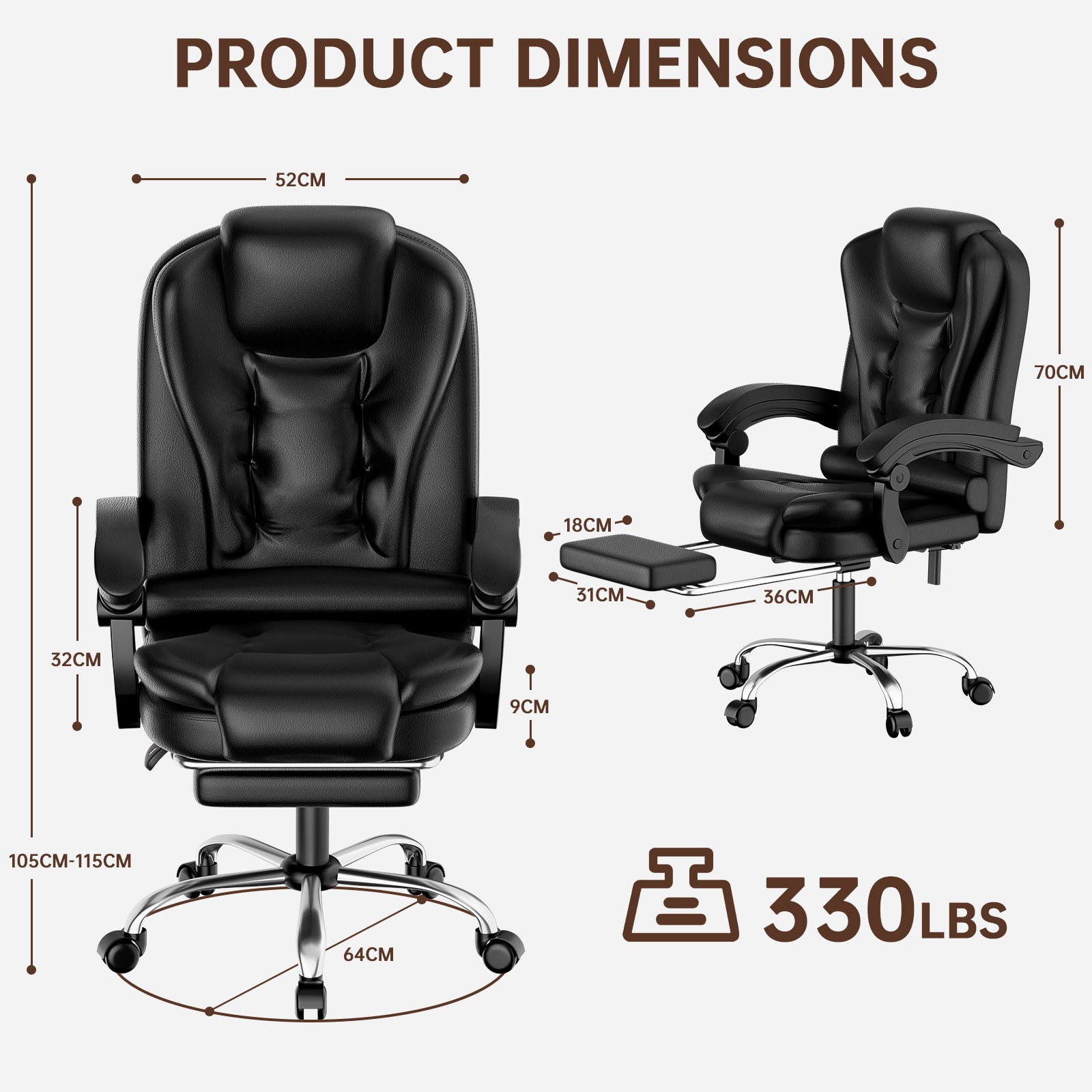 Office Chair with Adjustable Height, Pull-Out, Lockable - product gallery image 9