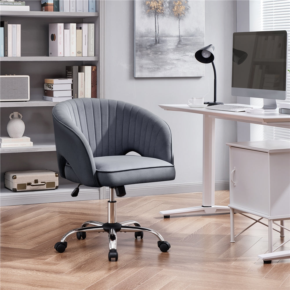 Office Chair with Adjustable Height, Wheels, Metal - Dark Grey option