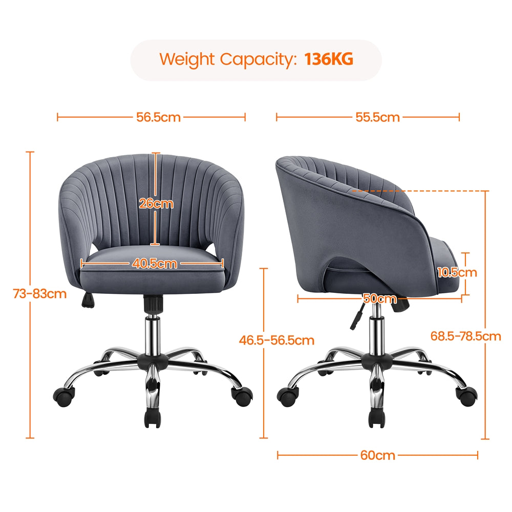 Office Chair with Adjustable Height, Wheels, Metal - product gallery image 6