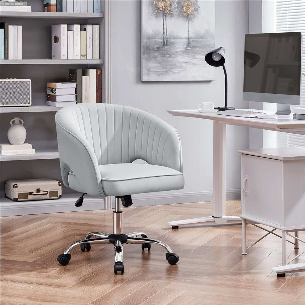 Office Chair with Adjustable Height, Wheels, Metal - Light Grey option