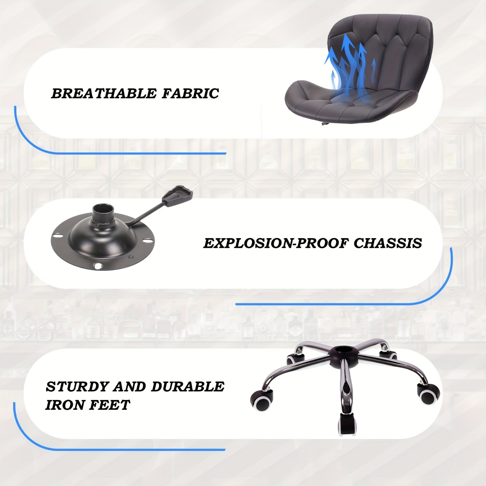 Office Chair with Compact Armless Vanity Adjustable Swivel Task - product gallery image 4