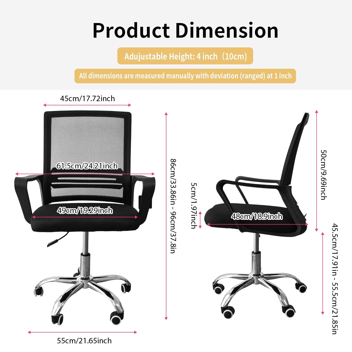 Office Chair with Ergonomic Mesh Adjustable Seat Height - product gallery image 2