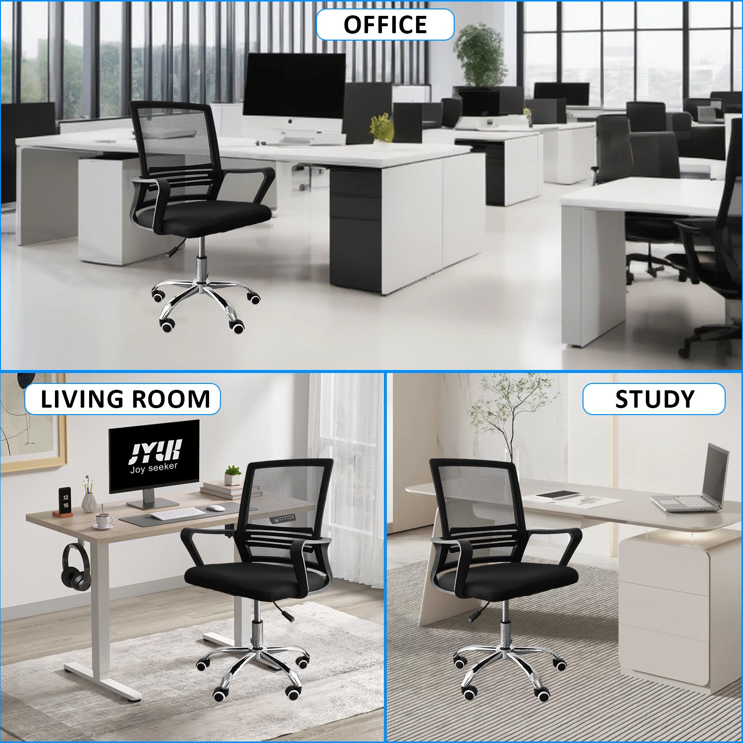 Office Chair with Ergonomic Mesh Adjustable Seat Height - product gallery image 3