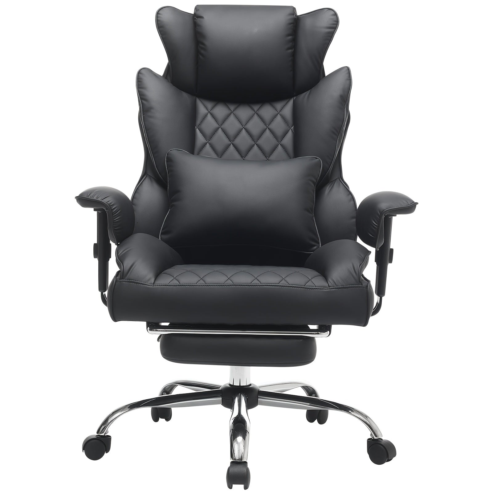 Office Chair with Lumbar Support, Easy Assembly, Big Tall Ergonomic Footrest Extra Wide - Black-New Model option