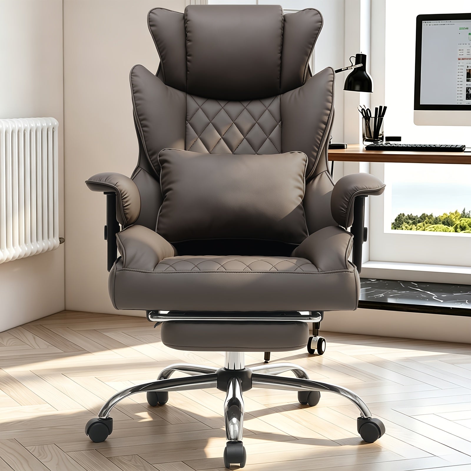 Office Chair with Lumbar Support, Easy Assembly, Big Tall Ergonomic Footrest Extra Wide - product gallery image 4