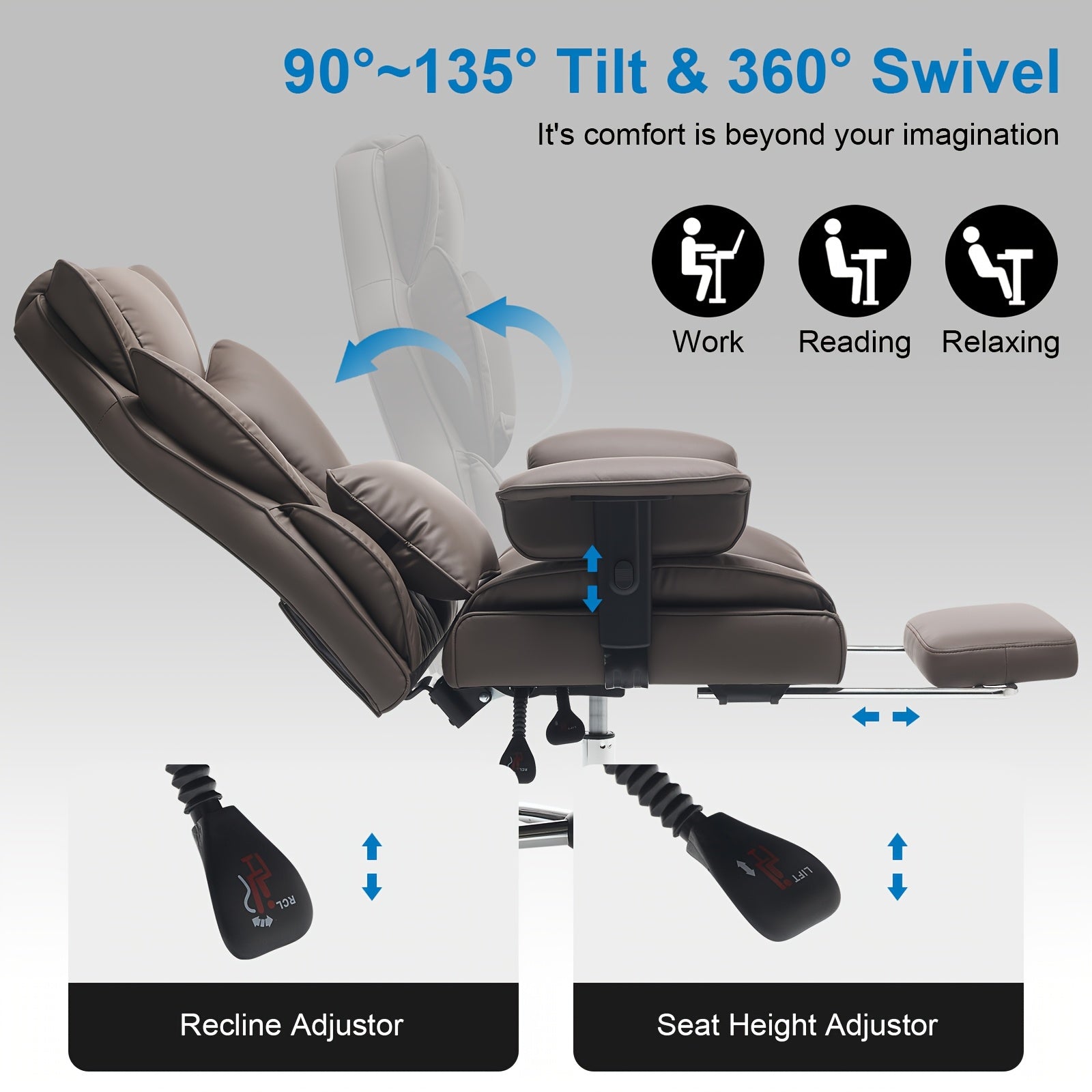 Office Chair with Lumbar Support, Easy Assembly, Big Tall Ergonomic Footrest Extra Wide - product gallery image 6