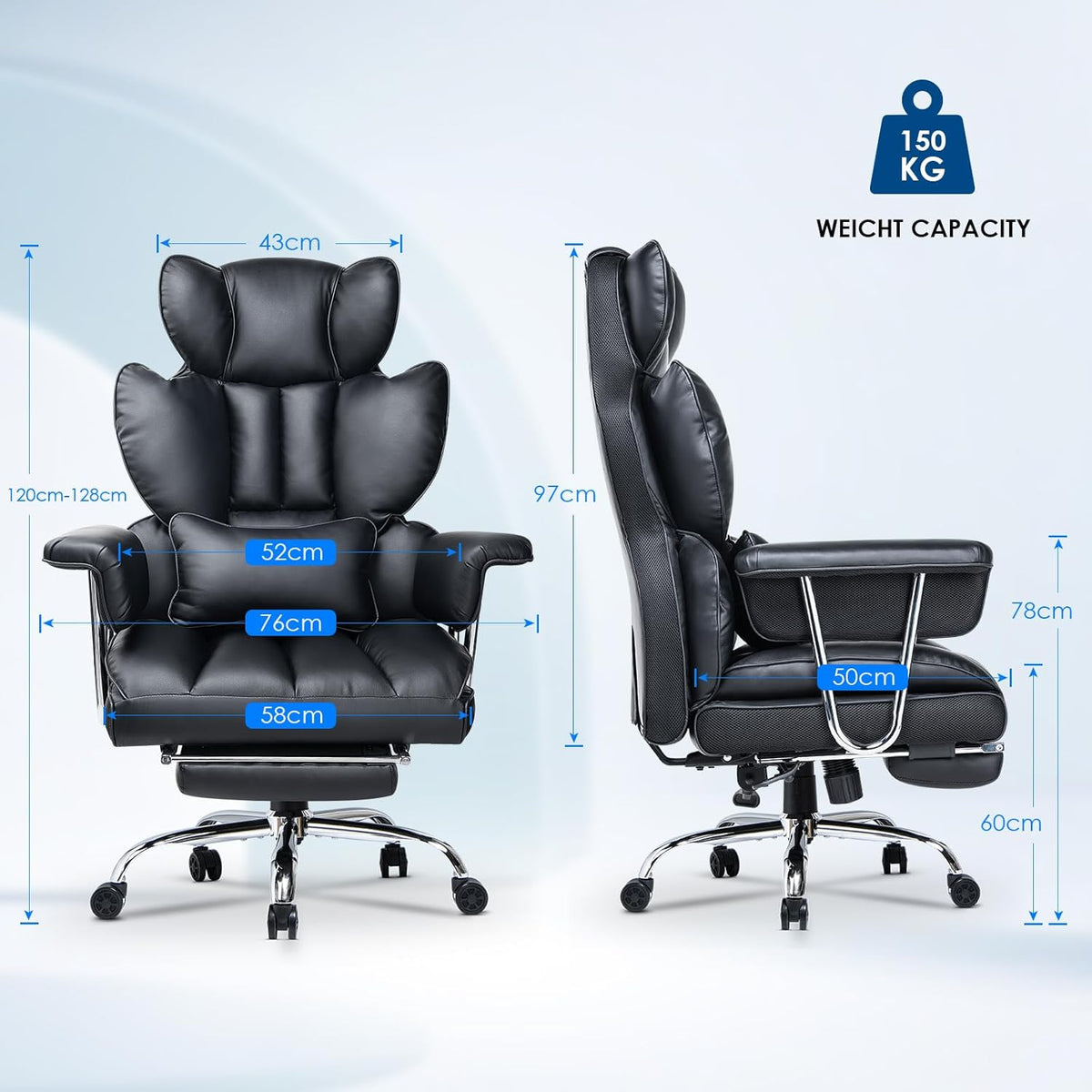 Office Chair with Lumbar Support, Lockable, Metal for home offices - product gallery image 2
