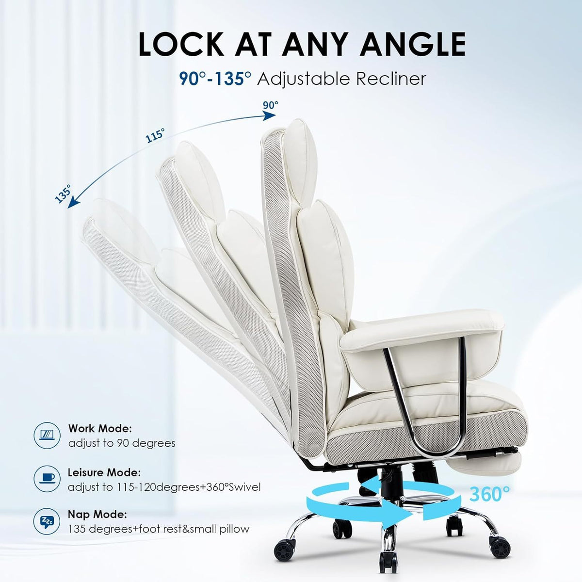 Office Chair with Lumbar Support, Lockable, Metal for home offices - product gallery image 20