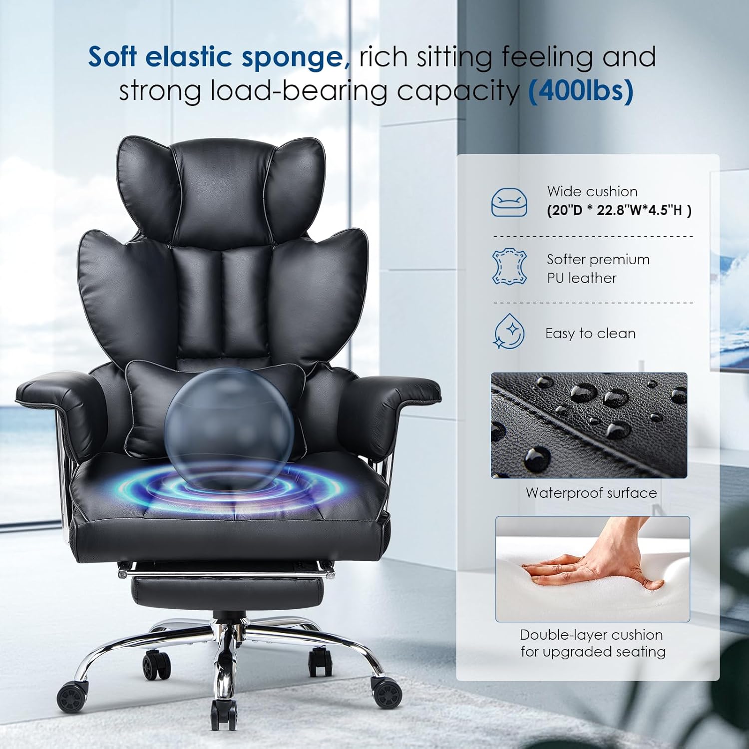 Office Chair with Lumbar Support, Lockable, Metal for home offices - product gallery image 3