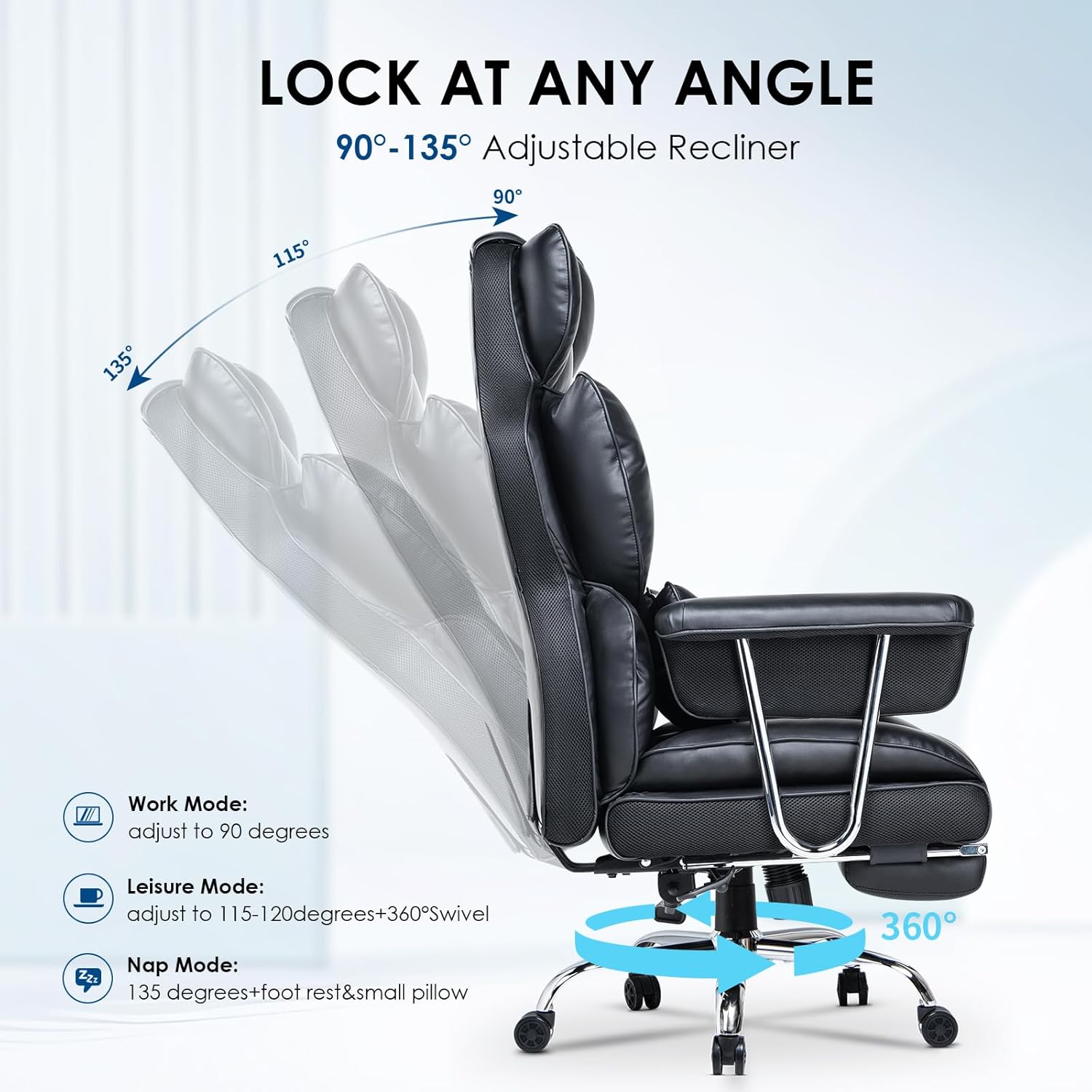 Office Chair with Lumbar Support, Lockable, Metal for home offices - product gallery image 4