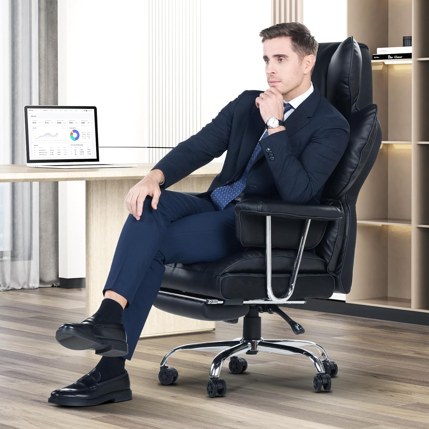 Office Chair with Lumbar Support, Lockable, Metal for home offices - product gallery image 5