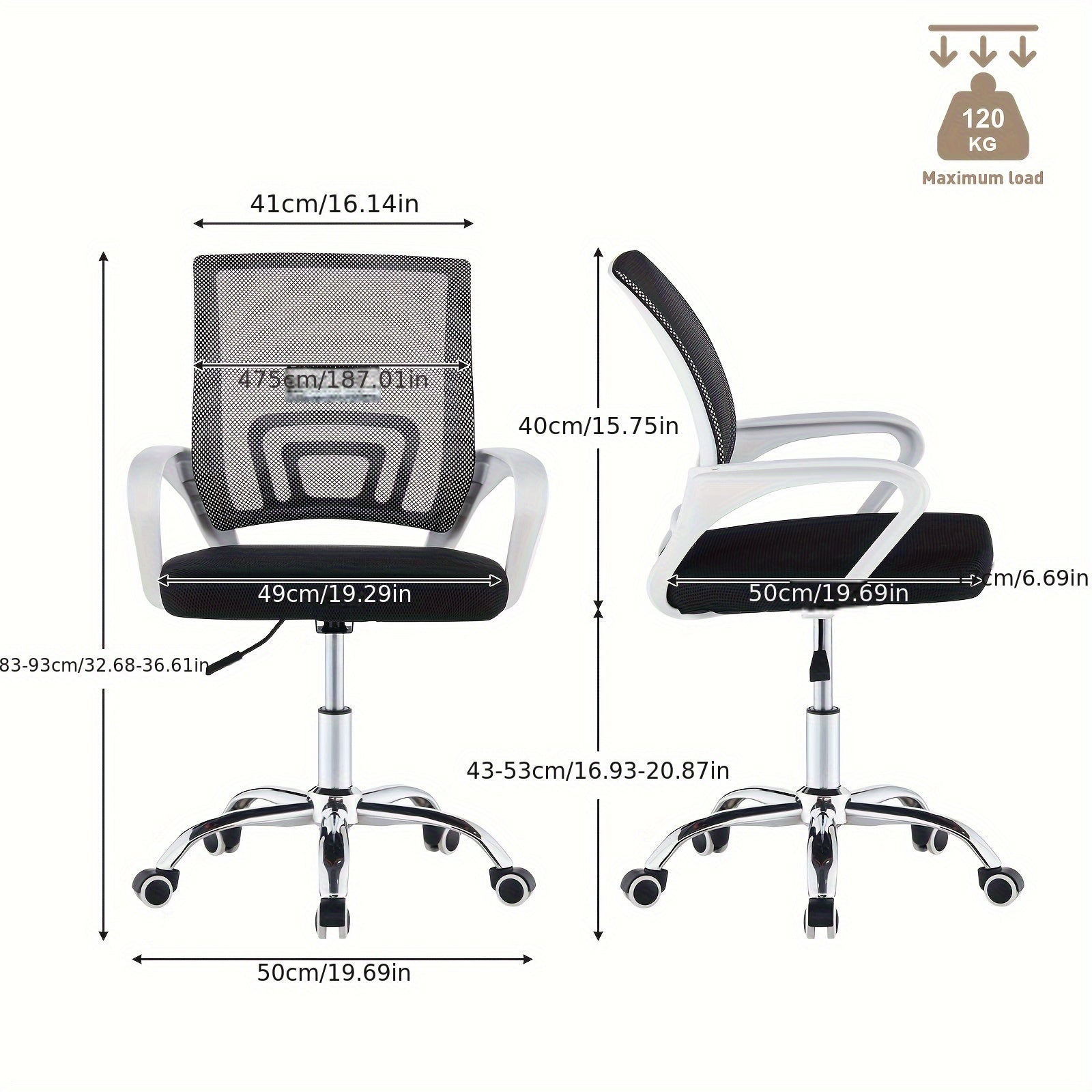 Office Chair with Lumbar Support, Wheels, 1 for home offices - product gallery image 2