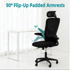 Office Chair with Lumbar Support, Wheels, 150kg for home offices