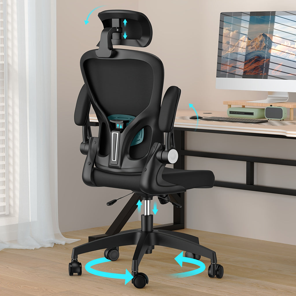 Office Chair with Lumbar Support, Wheels, Ergonomic Breathable Mesh Back, Adjustable - product gallery image 2