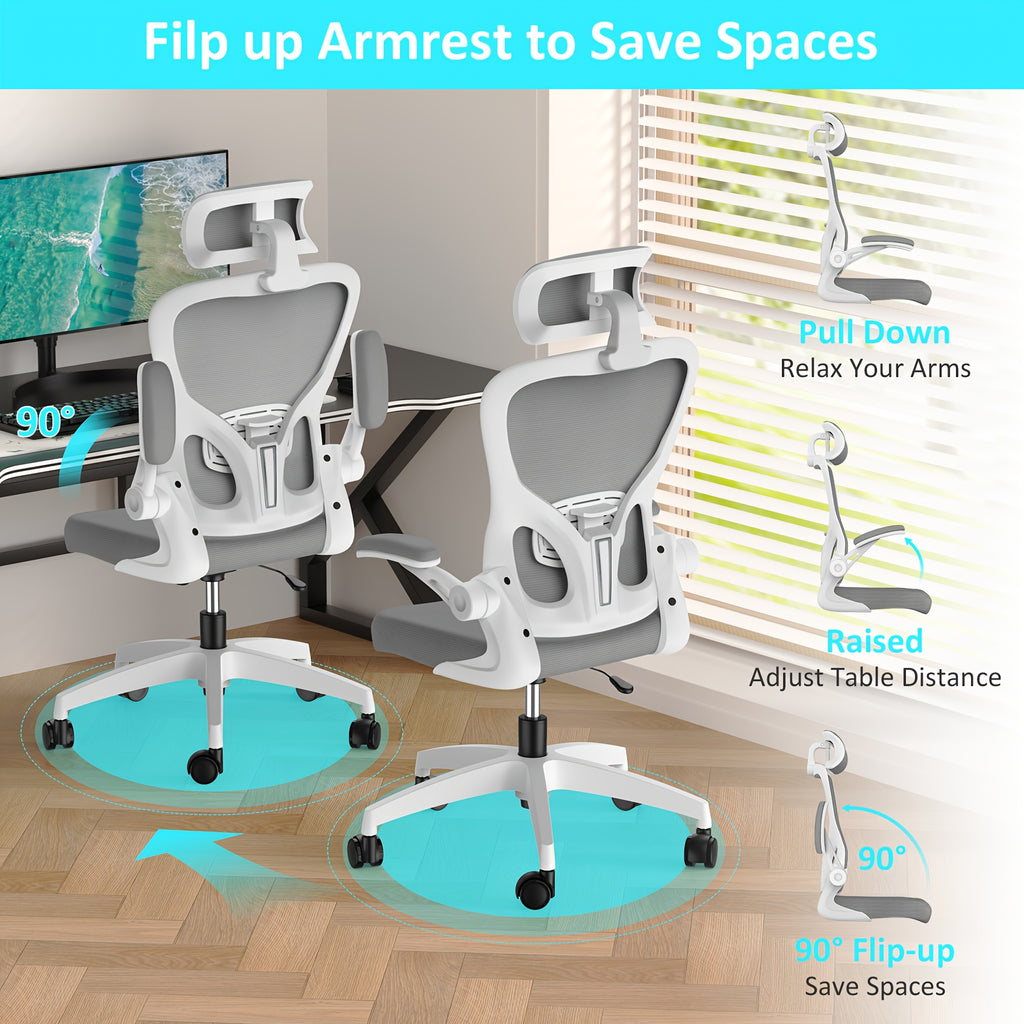 Office Chair with Lumbar Support, Wheels, Ergonomic Breathable Mesh Back, Adjustable - product gallery image 3