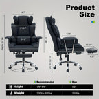 Office Chair with Lumbar Support, Wheels, Wood, Big Tall Ergonomic Footrest, Extra Wide - product gallery image 3