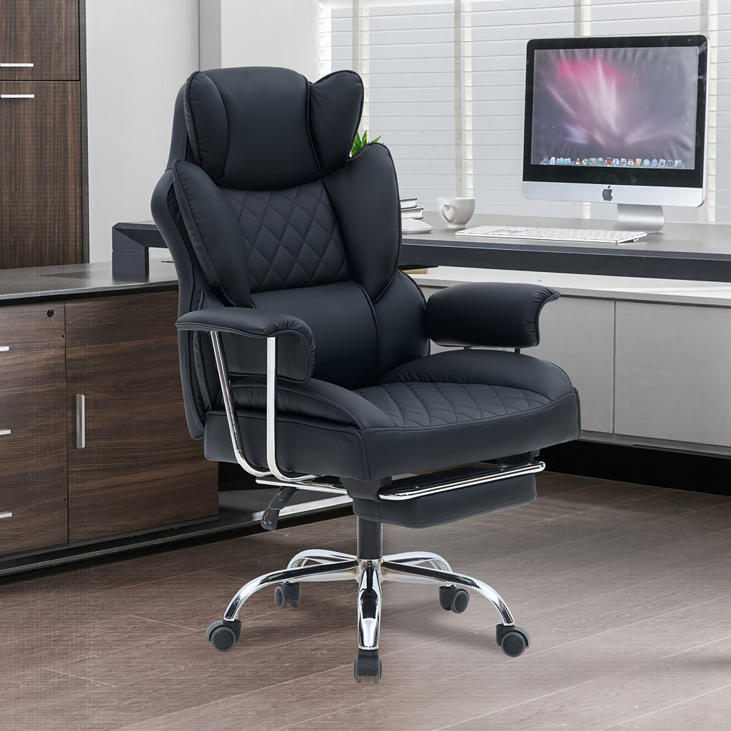 Office Chair with Lumbar Support, Wheels, Wood, Big Tall Ergonomic Footrest, Extra Wide - product gallery image 6