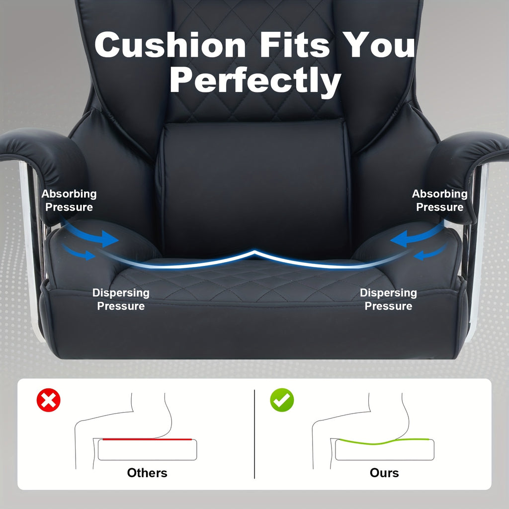 Office Chair with Lumbar Support, Wheels, Wood, Big Tall Ergonomic Footrest, Extra Wide - product gallery image 7