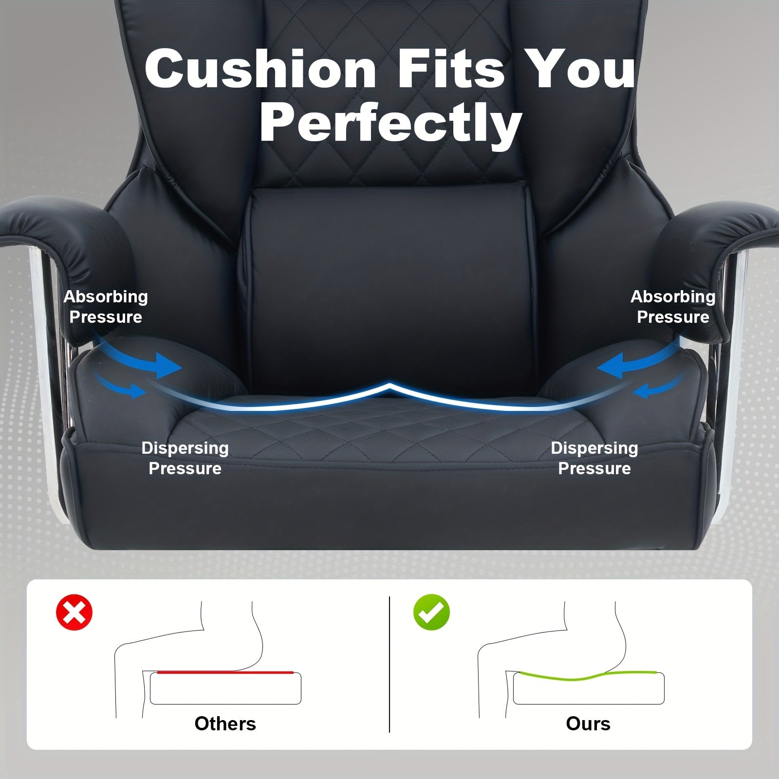 Office Chair with Lumbar Support, Wheels, Wood, Big Tall Ergonomic Footrest, Extra Wide - product gallery image 7