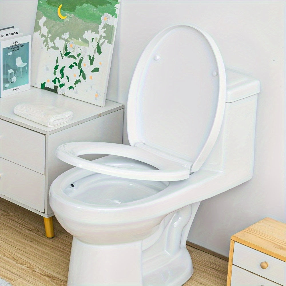 Soft Close Toilet Seat White Bathroom Oval Heavy Duty Universal Hinges Anti Slam Toilet Seat with Quick Release for Easy Clean Graduation Season Gifts