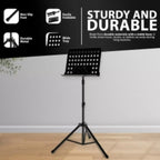 Orchestral Music Stand Folding Adjustable with Foldable, Heavy Duty Sheet Tripod Base - product gallery image 5