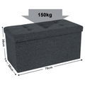 Ottoman with Space-Saving, Foldable, 150kg, Folding Storage Box Seat Linen Footstool - Dark Gray, 76*38*38CM option