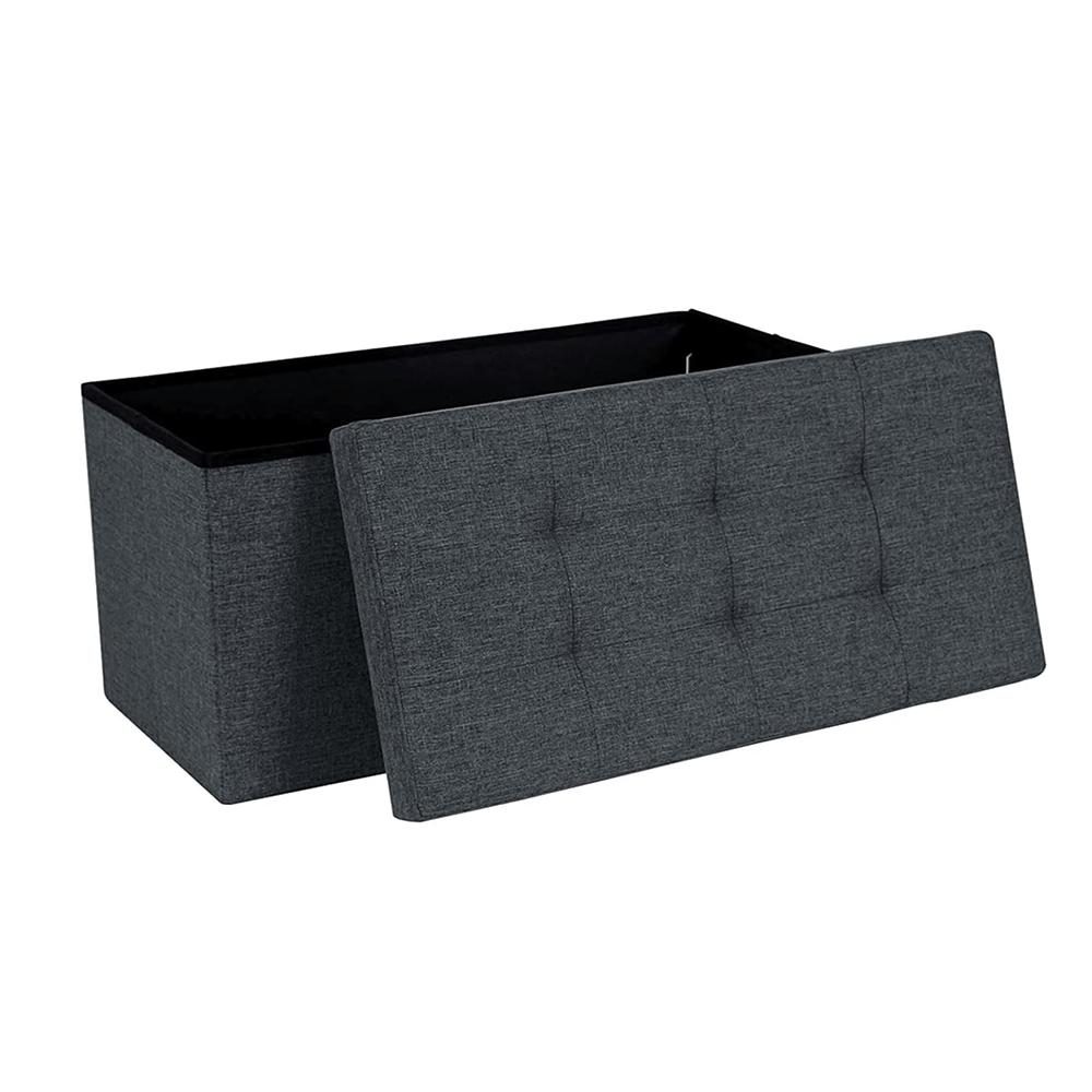 Ottoman with Space-Saving, Foldable, 150kg, Folding Storage Box Seat Linen Footstool - product gallery image 6