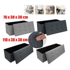 Ottoman with Space-Saving, Foldable, 150kg, Folding Storage Box Seat Linen Footstool