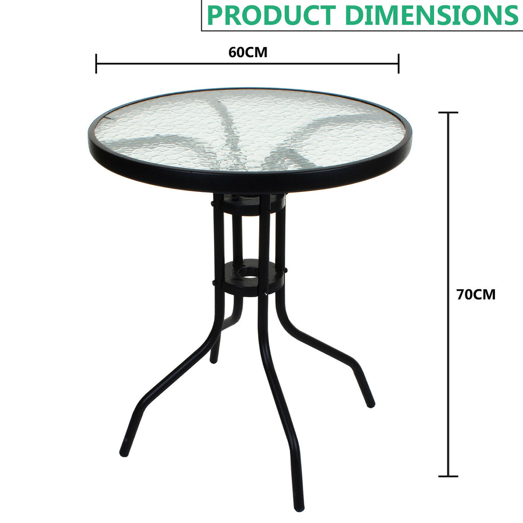 Outdoor Dining Table with Metal, Bistro Patio Garden Metal Glass Top - product gallery image 2