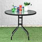 Outdoor Dining Table with Metal, Bistro Patio Garden Metal Glass Top - product gallery image 9