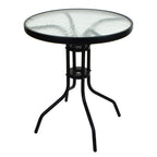 Outdoor Dining Table with Metal, Bistro Patio Garden Metal Glass Top