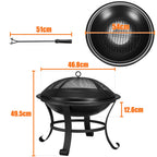 Outdoor Fire Pits & Bowl with 54cm, Metal, Pit Round Steel Garden Patio Camping - product gallery image 4