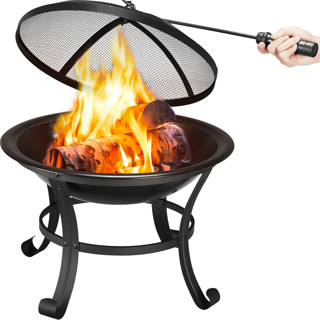 Outdoor Fire Pits & Bowl with 54cm, Metal, Pit Round Steel Garden Patio Camping