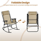 Outdoor Lounge Chair with Foldable, 1pcs, Foldable Rocking Headrest Pillow Texteline - product gallery image 3
