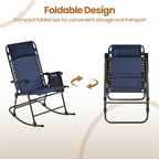 Outdoor Lounge Chair with Foldable, 1pcs, Foldable Rocking Headrest Pillow Texteline - product gallery image 8
