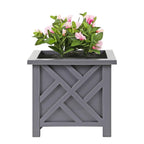 Outdoor Planter Box with Wood, 2 Pack, Square Lattice 14.5 Inch Wood-Look Plastic - product gallery image 4