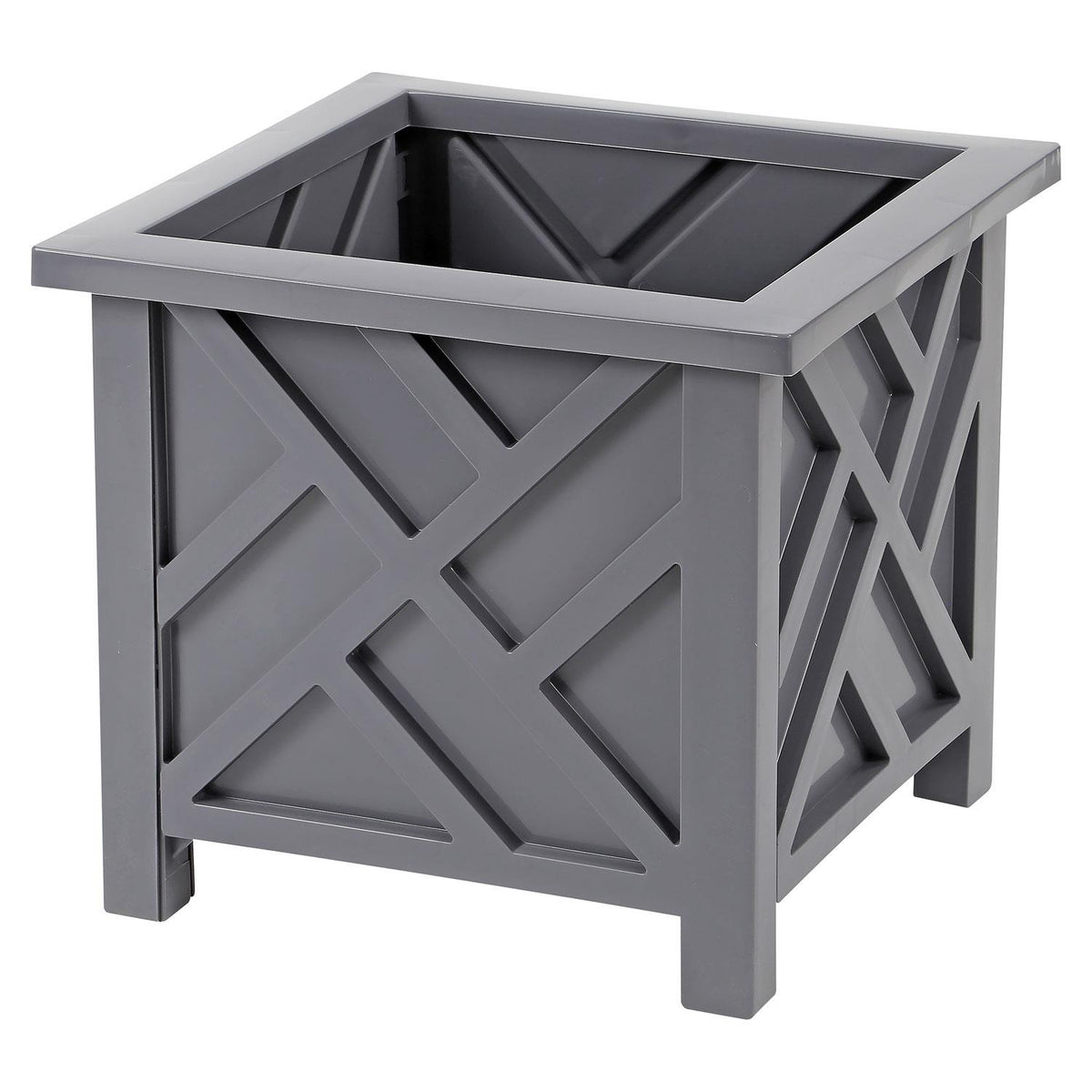 Outdoor Planter Box with Wood, 2 Pack, Square Lattice 14.5 Inch Wood-Look Plastic - product gallery image 5